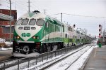 Outbound commuter shoves out of the station